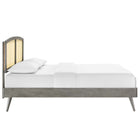 Modway Sierra Cane and Wood Full Platform Bed with Splayed Legs - Grey-Wood Slat Support System