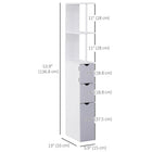 HOMCOM Narrow Bathroom Floor Cabinet with Drawer and Open Shelves - White, Grey-Ideal for storing towels, toiletries and other bathroom necessities  