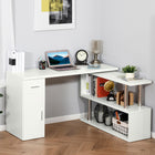 HOMCOM 55" L-Shaped Computer Desk - White-2 open shelves, 1 drawer, 1 door cabinet provides extra storage space
