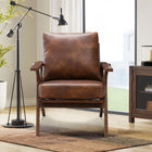 Ebello Joichiro 29.5" Wide Solid Wood Frame Upholstered Mid Century Modern Retro Armchair Accent Chair - Light brown-UV resistant upholstery helps prevent fading in sunny areas