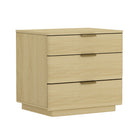 Manhattan Comfort Payton 26" Modern Nightstand - Natural Oak/Gold-Pedestal Base For Easy Cleaning and a Modern Touch