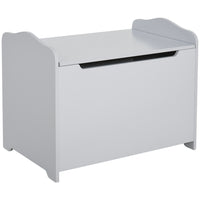 Qaba Kids Wooden Toy Storage Box Organizer Chest with Magnetic Hinge - Grey-Made of durable MDF board, which is both child-friendly
