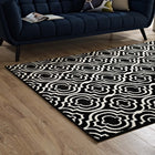 Modway Frame Transitional Moroccan Trellis Area Rug - 8 ft W x 10 ft L - Black/White-Gripping Rubber Underside 