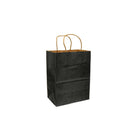Eddie's 100% Recycled Kraft Shopper Paper Bag - 8" L x 4-3/4" W x 10-1/4" D - Black - 100 Pack-8" x 4-3/4" x 10-1/4"