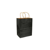 Eddie's 100% Recycled Kraft Shopper Paper Bag - 8" L x 4-3/4" W x 10-1/4" D - Black - 100 Pack-8" x 4-3/4" x 10-1/4"