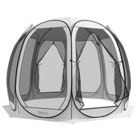 Outsunny 11' L x 11.5' W Screen Tent House with Nettings, Portable Carry Bag and 2 Doors - Cream White-Pop-up design facilitates quick setup, accommodating 6-7 people comfortably