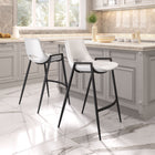 Zuo Desi Counter Stool - White - Set of 2-Dimensions: 20.7" L x 20.3" W x 35.6" H