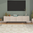 Hudson&Canal Whitman TV Stand for TV's up to 75" - Alder White-Constructed of sturdy steel, MDF, and PVC materials in a handcrafted alder white finish