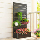 Outsunny Raised Garden Bed with Trellis for Climbing Plants - Black-Outdoor-ready powder-coated aluminium frame
