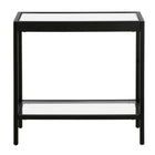 Hudson&Canal Alexis 24"W Rectangular Side Table - Blackened Bronze-Tabletop and shelf are made of durable tempered glass