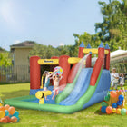 Outsunny Kids Bouncy House Inflatable Toys Pool Water Slide Trampoline with Inflator - 10.8' L x 8' W x 7' H - Multicoloured-Quick to inflate for time-saving 