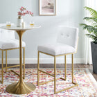 Modway Privy Gold Stainless Steel Upholstered Fabric Bar Stool - Gold White-Soft Polyester Fabric Upholstery