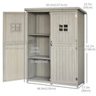 Outsunny Wooden Garden Storage Shed with Windows - 4' x 1.5' - Grey-Tilted roof with asphalt covering stops water gathering stagnating 