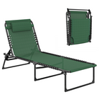 Outsunny Folding Lounge Chair - Chaise Lounge with Headrest - Green-Full reclining with 4 backrest positions