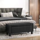 HOMCOM Faux Leather Padded Storage Ottoman - Black-Durable design with wood construction and faux leather, storage with easy lift top lid 