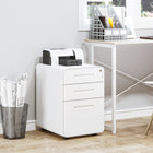 Vinsetto 3-Drawer Lockable Letter/A4 Filing Cabinet with Wheels - White-Ample storage space for files and other important paperwork

