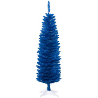 HOMCOM 5' Pencil Artificial Christmas Tree - Deep Blue-Artificial Christmas tree has a slim pencil style 