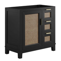 Modway Dixie 36" Solid Wood Bathroom Vanity Cabinet - Black-Solid Mahogany Wood