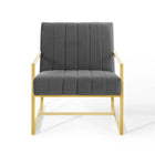 Modway Inspire Channel Tufted Performance Velvet Armchair - Charcoal-Chair Weight Capacity: 441 lb