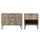 Manhattan Comfort DUMBO Modern 1-Drawer Nightstand and 3-Drawer Dresser Set - Rustic Grey-Modern-Contemporary with a taste of Glam Bedroom Dresser Set. Includes 1 Standard Dresser and 1 Nightstand 1.0.