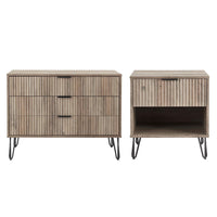 Manhattan Comfort DUMBO Modern 1-Drawer Nightstand and 3-Drawer Dresser Set - Rustic Grey-Modern-Contemporary with a taste of Glam Bedroom Dresser Set. Includes 1 Standard Dresser and 1 Nightstand 1.0.