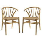 Modway Flourish Spindle Wood Dining Side Chair - Natural - 2 Pack-Modern Farmhouse Dining Chair Set of 2