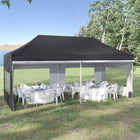 Outsunny 20 ft W x 10 ft L Pop-Up Canopy Instant Tent Shelter with Roller Bag - Black-Oxford canopy has a silver coating for UV protection
