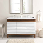 Modway Render 48" Double Sink Bathroom Vanity - White/Walnut/White-Walnut Grain Vanity