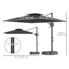 Outsunny 8' L x 9' W Square Cantilever Patio Umbrella with Fillable Base - Dark Grey-200 gsm polyester canopies with PA coating resist UV rays (30+) and colour fading