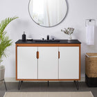 Modway Energize 48" Bathroom Vanity - Cherry/White/Black-Metal Hairpin Legs