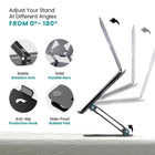 ShoppingAll Laptop Stand Riser for up to 17.3" Devices - Grey-Superior Stability – Heavy-duty carbon steel base and dual rod structure ensure steady and firm support.