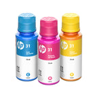 HP 9C228AN 31 Original Ink Bottle Combo - Standard Yield - Cyan/Magenta/Yellow - 3 Pack-Print all you want without worrying about the cost of ink using high-yield Original HP ink bottles