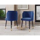 Manhattan Comfort Zephyr 21.65" Modern Velvet Upholstered Dining Chair - Royal Blue-Frame Made of Solid Wood with Splayed Legs in Gold Tips