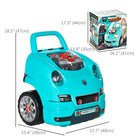 Qaba Kids Mechanic Truck Engine Playset Toy - Teal-Made of sturdy PP and ABS that is smooth, no sharp edges, splinter-free 