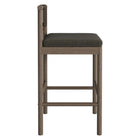 Modway Eleni Outdoor Teak Wood Bar Stools 2-Piece Set - Weathered Grey/Flint-Simple Assembly