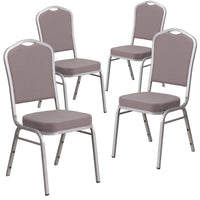 Flash Furniture HERCULES Series Crown Back Stacking Banquet Chairs with Grey Dot Fabric & Silver Frame - 4 Pack-Set of 4 Multipurpose Banquet Chairs