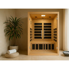 Westinghouse 2-Person Deluxe French Door Infrared Sauna with Light Therapy - 46" W x 40" D - Beige-Easy to use interior digital LED Control panel