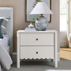 Modway Emmeline Scalloped 2-Drawer Nightstand - White-Non-Marking Floor Glides