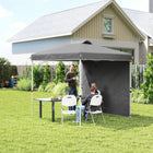 Outsunny 8 ft W x 8 ft L Pop Up Canopy Tent with Sidewall and Carry Bag - Dark Grey-Easy to change the height (3 setting) via the push-button, no worry about pinching your finger