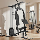 Soozier Multifunction Home Gym Equipment - Strength Training Workout Station with 100 lb Weight Stack for Lat Pulldown-Total weight of the counterweight is 99 lb, including 9 pieces 10 lbs counterweight blocks and 1 piece 8 lbs counterweight block 