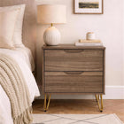 Manhattan Comfort Avira 20" Mid-Century Modern 2-Drawer Nightstand - Brown-Features two spacious drawers with easy-glide tracks for smooth operation