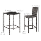 Outsunny 3 Piece Patio Bar Set for Patios Backyards Balcony Gardens Poolside-Waterproof and UV resistant PE rattan