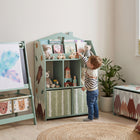 Qaba Kids Bookshelf with Toy Storage, Book Display, Shelves and Fabric Drawers -  Green-A kid-friendly height of 36" allows children to access items independently
