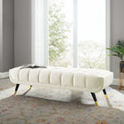 Modway Adept 60" Performance Velvet Bench - Ivory-Dense Foam Padding for Comfort