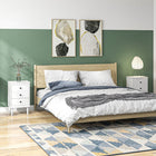 HOMCOM Night Stands with Round Handles for Bedroom - White - Set of 2-Three drawers and a flat tabletop offer plenty of storage. Metal runners for smooth opening/closing