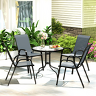 Outsunny 5 Pieces Patio Dining Set - 4 Seater Garden Furniture - Dark Grey-Powder-coated metal frame resists rust for lasting outdoor dining use