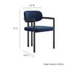 Modway Elio Barrel Fabric and Metal Dining Chair - Black/Navy-Padded Seat and Backrest