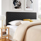 Modway Sparta Weave Vegan Leather King Headboard - Walnut Black-Wood Frame