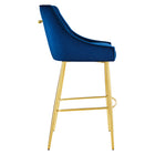 Modway Discern Performance Velvet Bar Stool - Navy-Brushed Gold Stainless Steel Legs