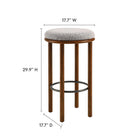 Modway Fable Boucle Fabric Bar Stools - Walnut Taupe - Set of 2-Round Padded Seat